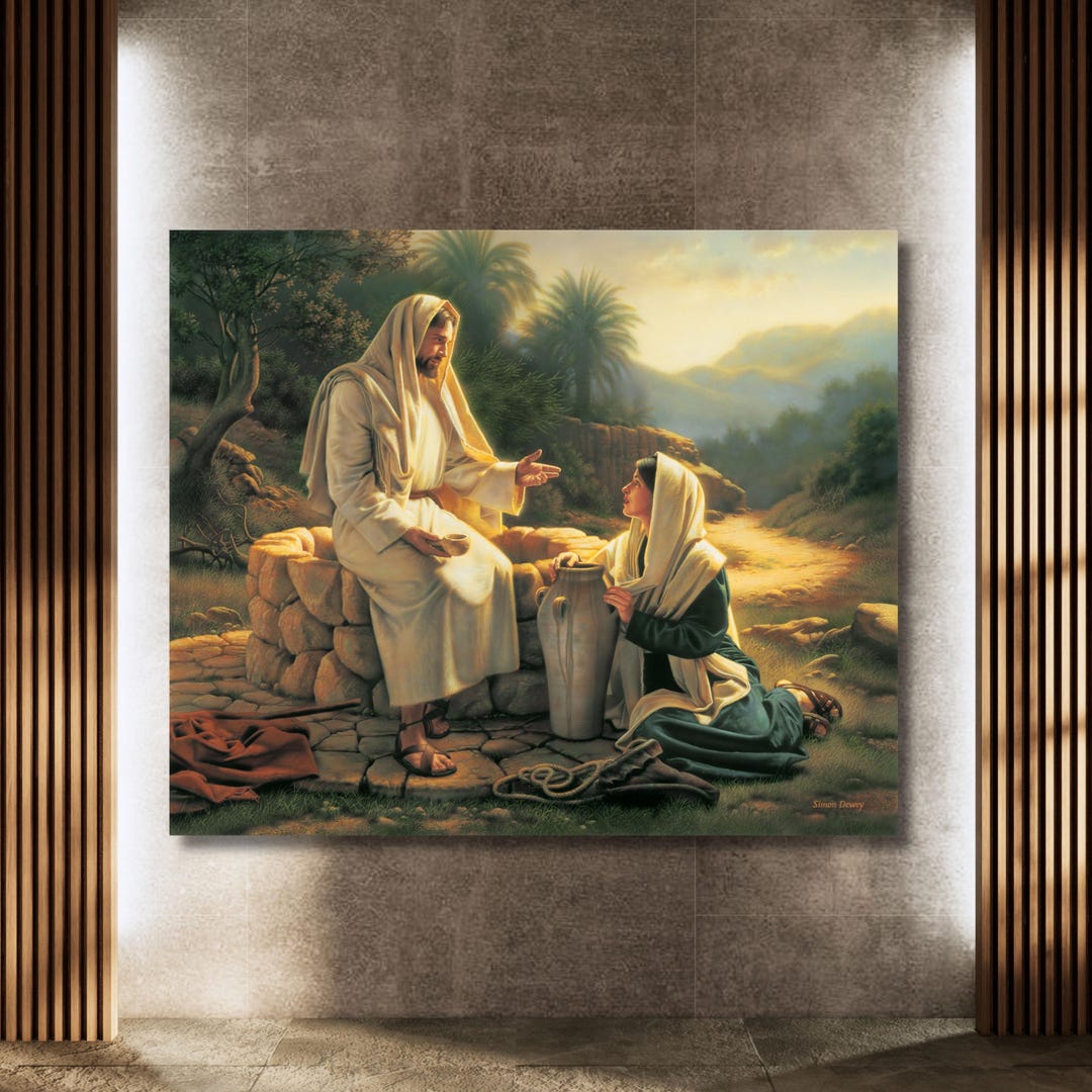 Jesus and Samaritan Woman Canvas Art | Biblical Scene Painting - Etsy