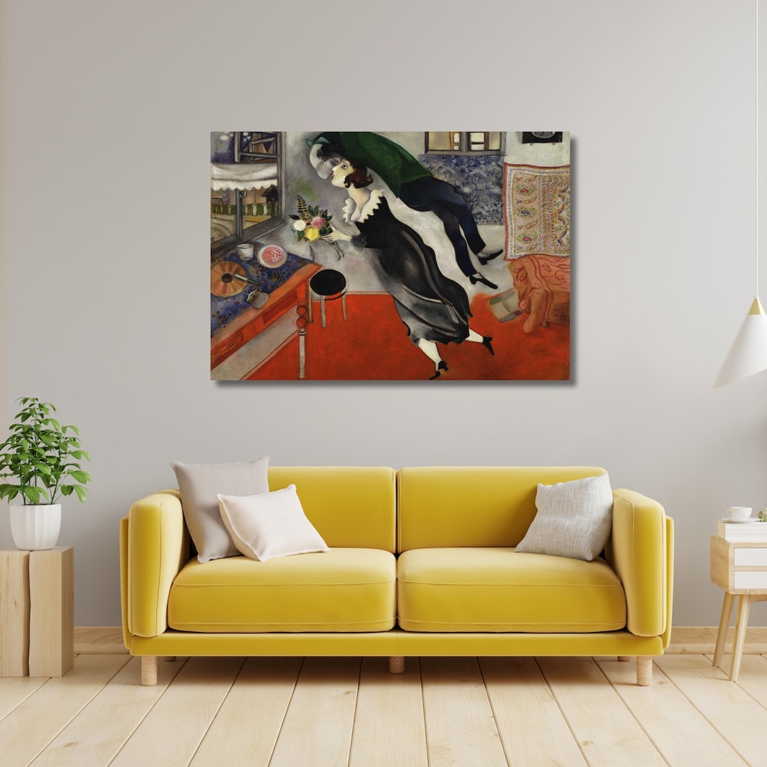The Birthday 1915 by Marc Chagall Canvas Art, Romantic Surrealist