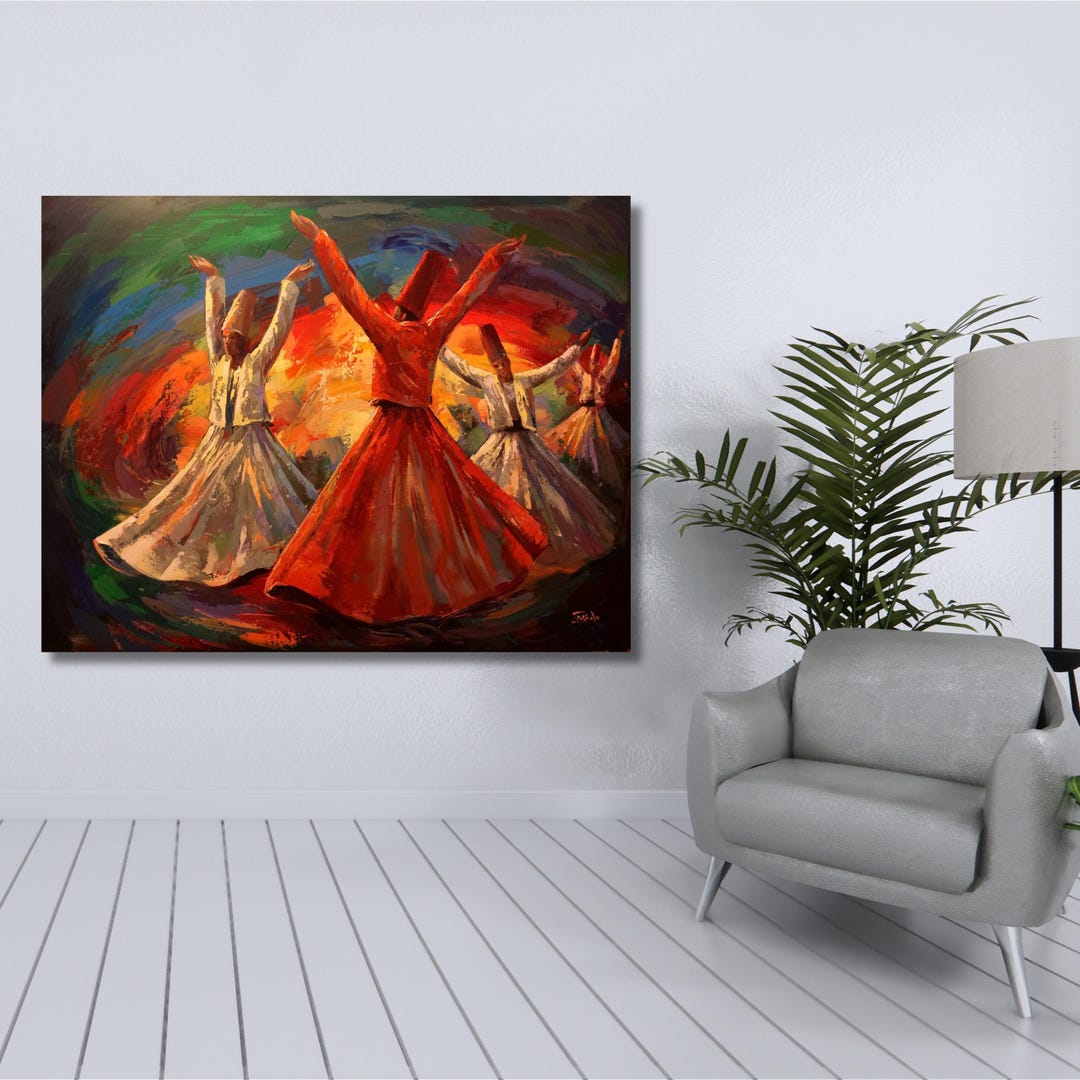 Whirling Dervish Oil – Spiritual Dance Canvas Wall Art for Home