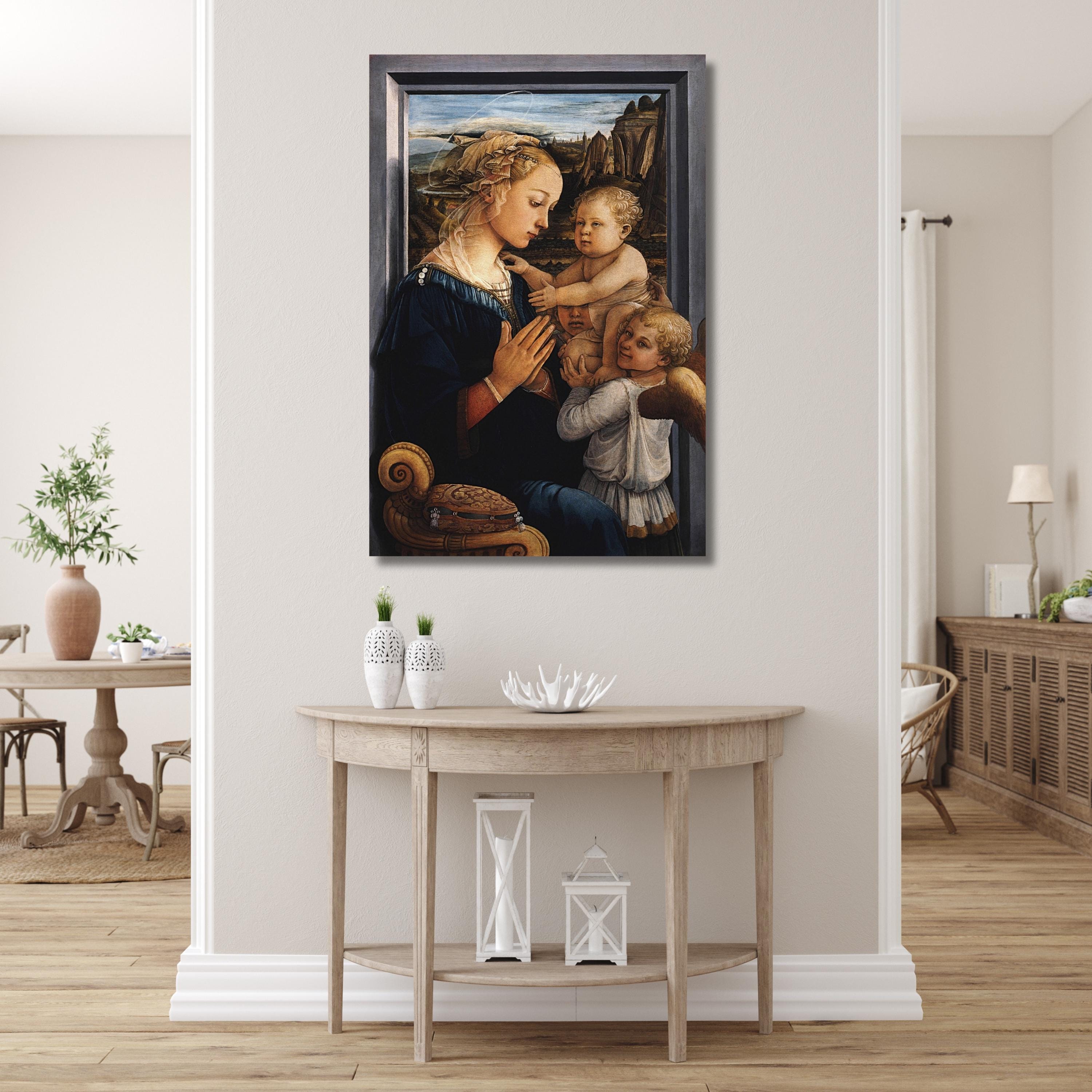 Jody O'Meara　ウォールアート　キャンバスプリント　ココペリ Fra Filippo Lippi Madonna and Child With Two Angels Canvas Art - Etsy