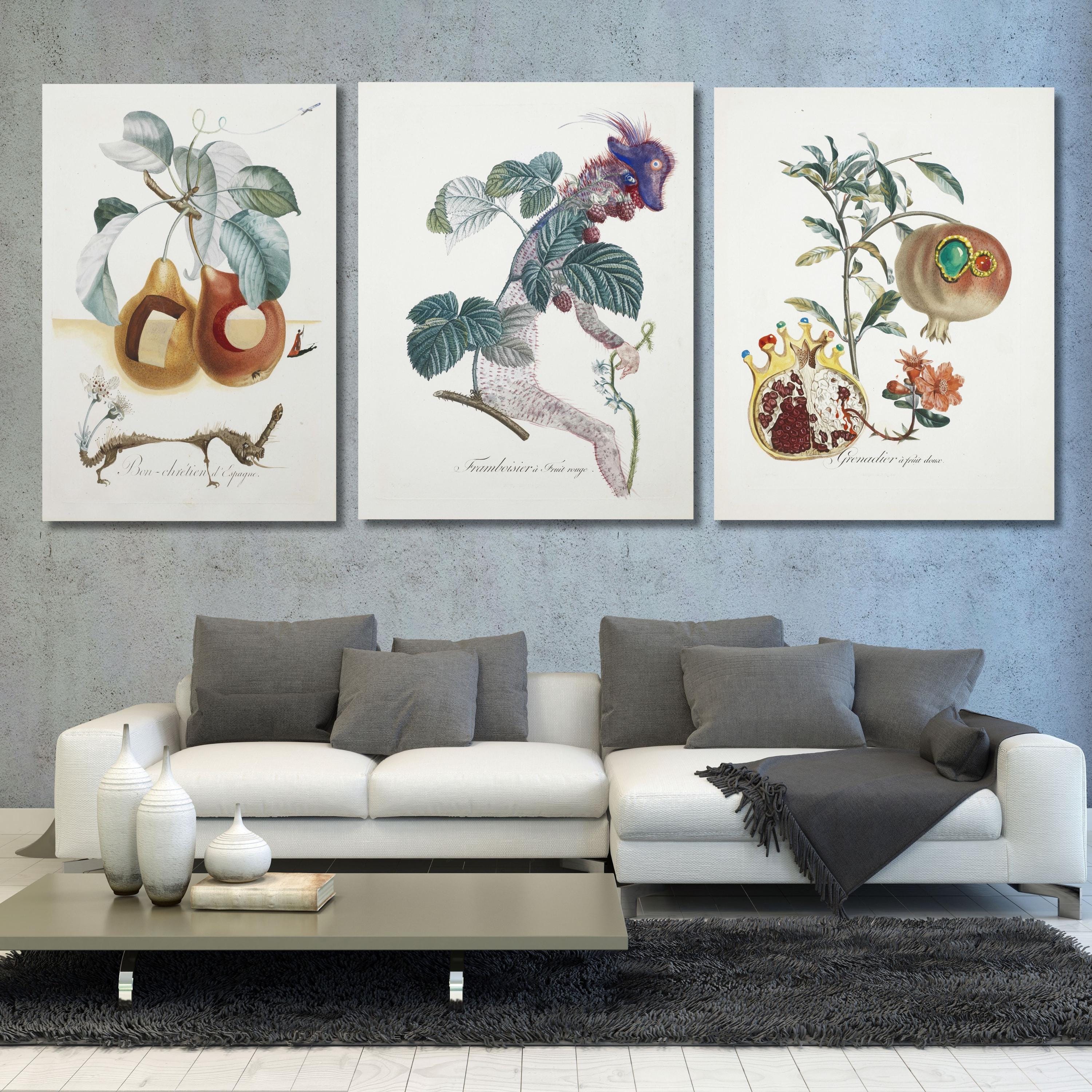 Salvador Dali Fruit Canvas Prints, Surrealist Kitchen Wall Decor