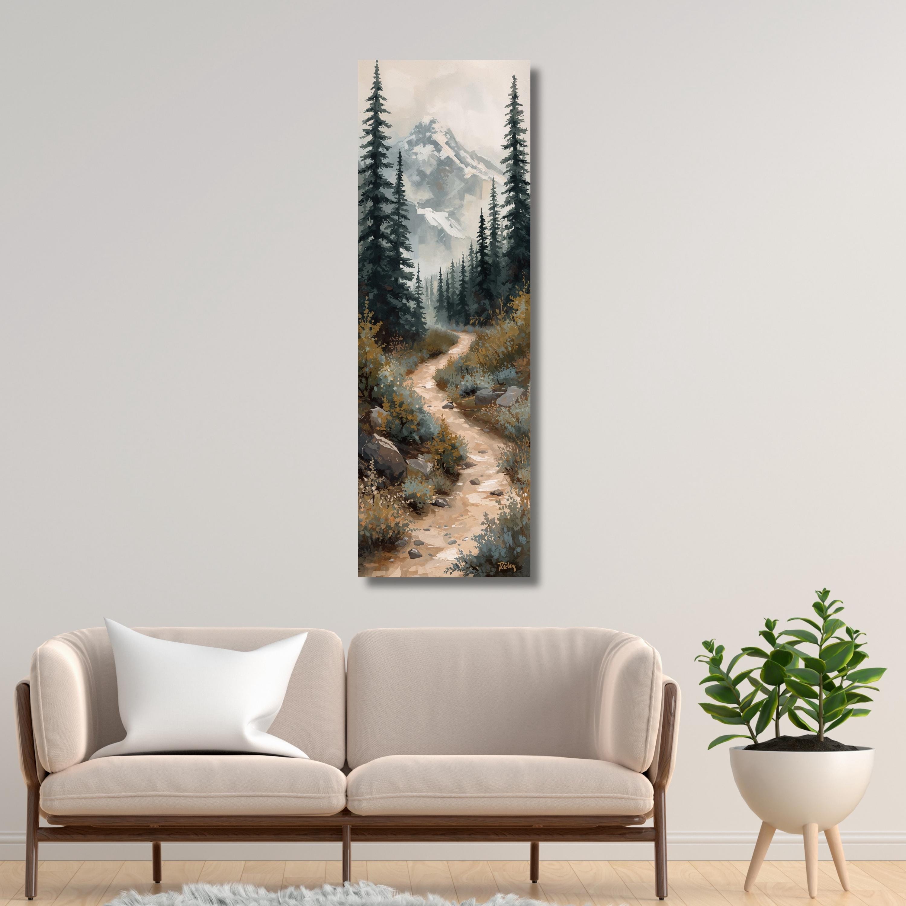 Vertical Forest Trail Canvas Wall Art || Rustic Cabin Decor - Etsy