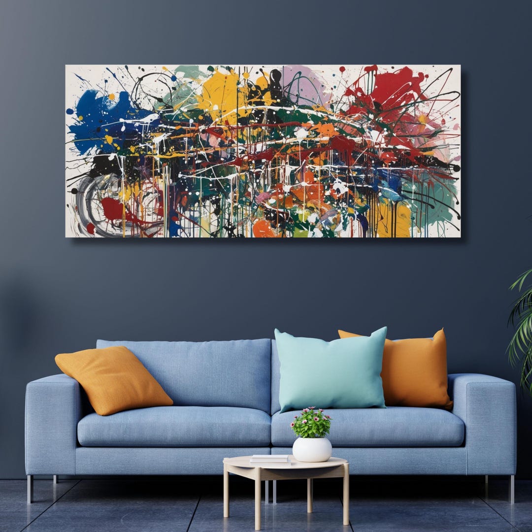 Large Abstract Splatter Art Canvas | Colorful Drip Painting Print - Etsy
