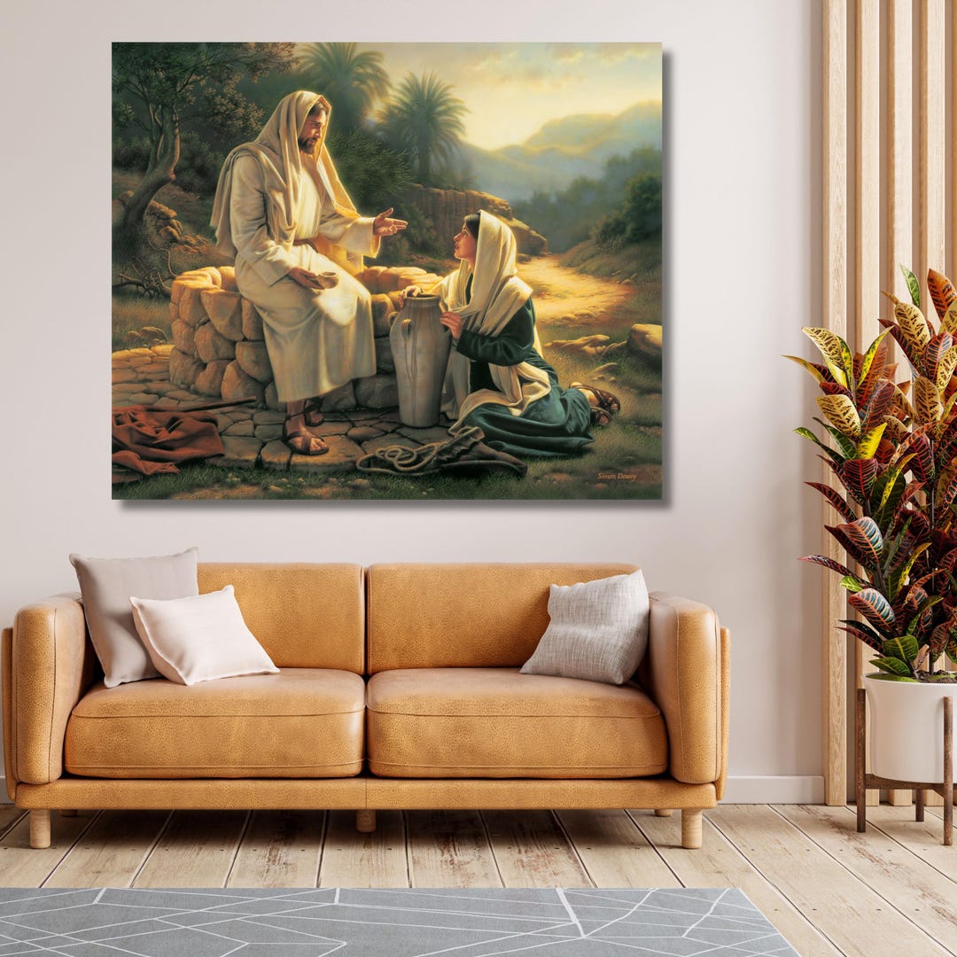 Jesus and Samaritan Woman Canvas Art | Biblical Scene Painting - Etsy