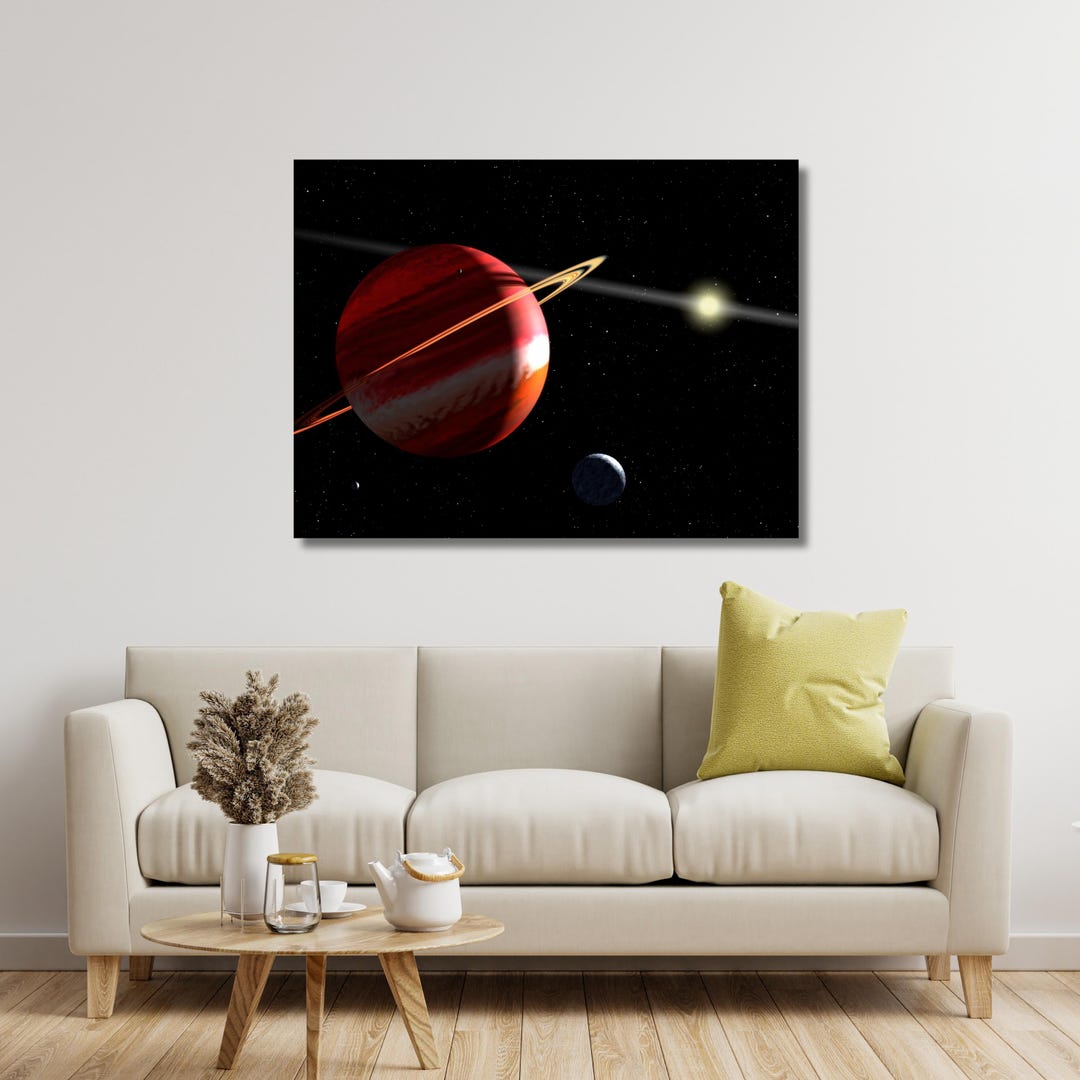 Red Ringed Planet Red Ringed Planet Space Canvas, Sci-fi Astronomy Galaxy Art Print ...