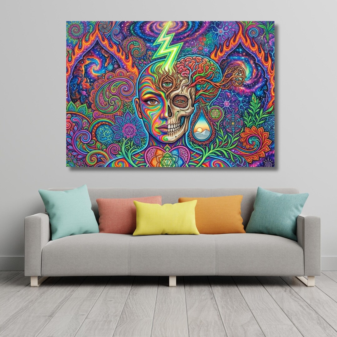 Psychedelic Third Eye Canvas Wall Art, Trippy Mushroom Galaxy Print ...