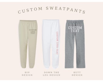 Custom Sweatpants Personalized Jogger Pants Sweats Sports Gym School College University Sorority Dance Cheer Gift Men Women Unisex Plus Size