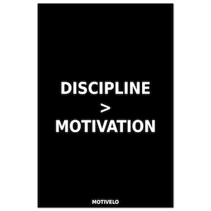 Discipline &gt; Motivation Print: Modern Typography, Office Wall Art