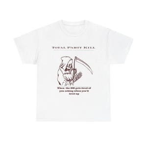 Unisex Heavy Cotton Tee with Grim Reaper Design - Total Party Kill Graphic T-Shirt for Halloween, Casual Wear, Party Outfit, Gifts