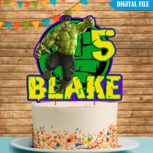Printable Hulk Cake Topper, Superhero Party Decor, Hulk Birthday Topper, Kids Cake Decoration, Printable Party Topper