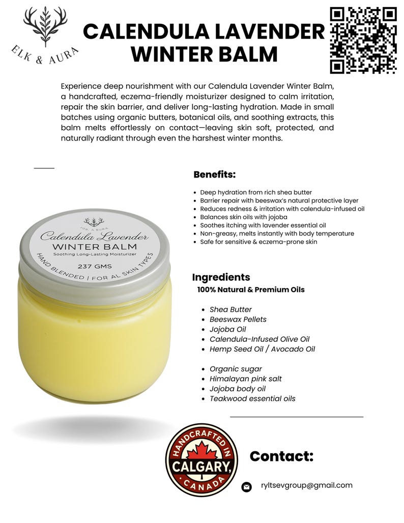 Calendula Winter Balm • Deep Skin Long-lasting Moisturizer • Handmade ...