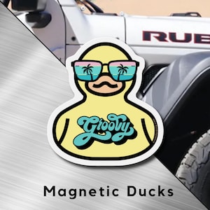 Groovy Rubber Ducky Magnet, Funny Duck, Jeep Accessories, Ducked, Duck Duck Jeep Magnet, Ducked, Jeep Lover, Hippy Vibes