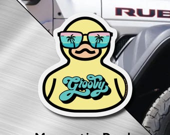 Groovy Rubber Ducky Magnet, Funny Duck, Jeep Accessories, Ducked, Duck Duck Jeep Magnet, Ducked, Jeep Lover, Hippy Vibes