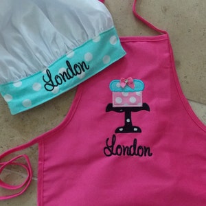 Boutique Style Chef Hat and Apron  for Children by Bubblebabys   Chef set  Boys Girls apron setGirls ruffle apron cooking apron gift school