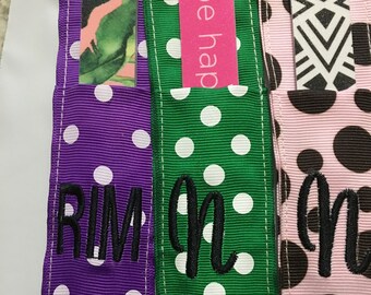 Nail file case nail file holder Monogramed  Grosgrain ribbon Initial choose your color File included. Great gift shower gift Nail file case