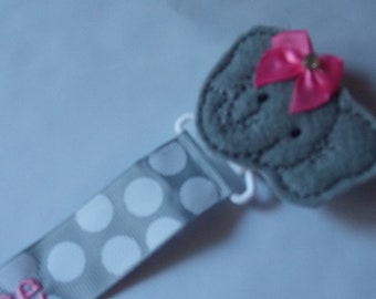 elephant pacifier holder pacifier clip binky clip  pig,  baby shower  gift paci clip pacifier  holder   personalized Paci