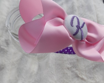 Personalized Initial Bow Headband girls headband  pink head band school headband  covered headband birthday gift