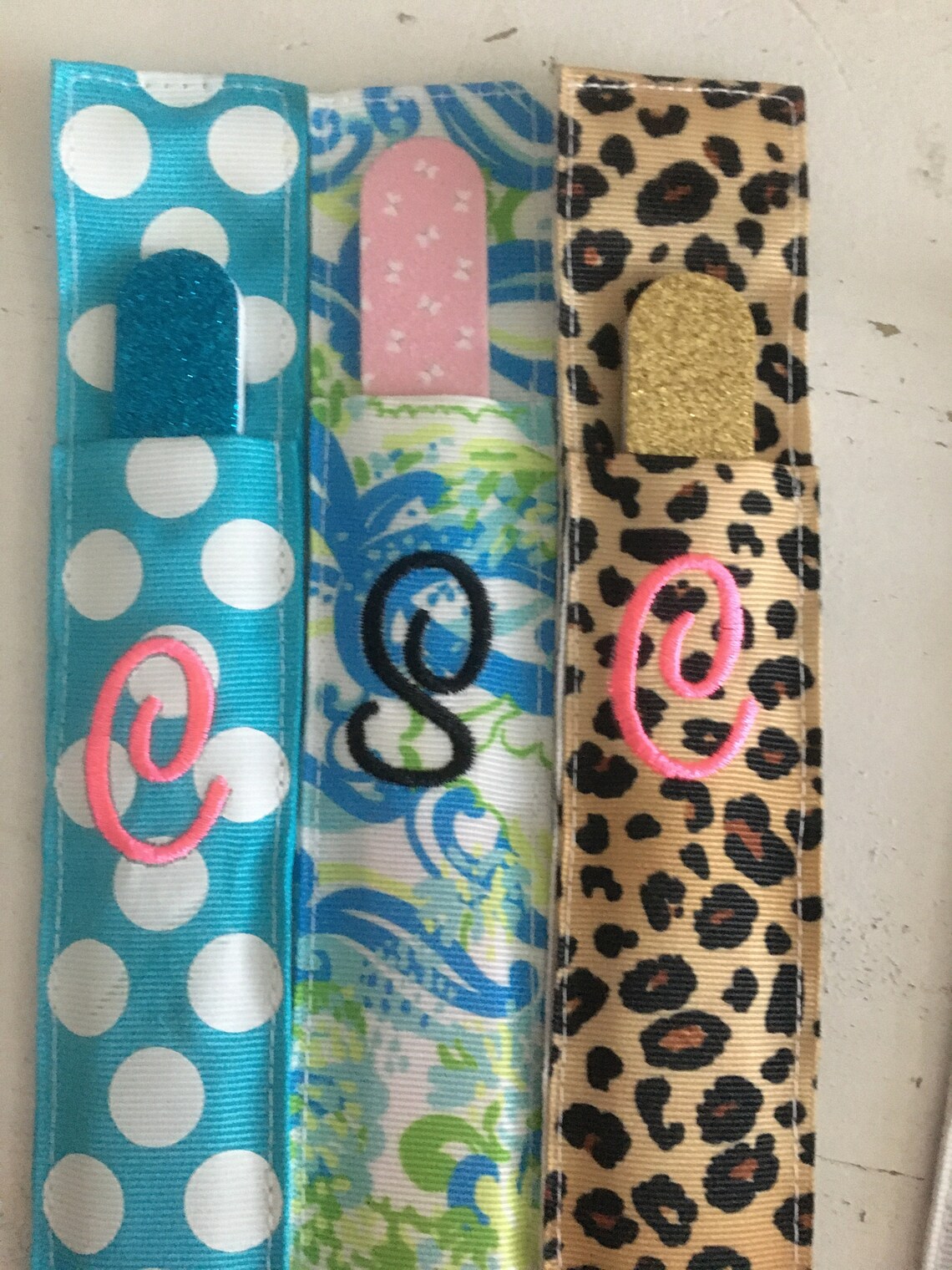 Personalized Finger Nail File Holder Monogramed Grosgrain Etsy
