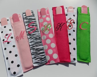 Personalized finger nail file holder Monogramed  Grosgrain Initial choose your color File included. Great gift shower gift Nail file case