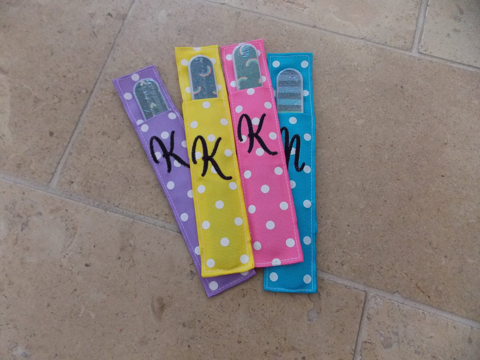 Personalized finger nail file holder Monogramed Grosgrain Etsy
