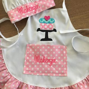 Personalized Girls Ruffled Apron and Chef Hat Set