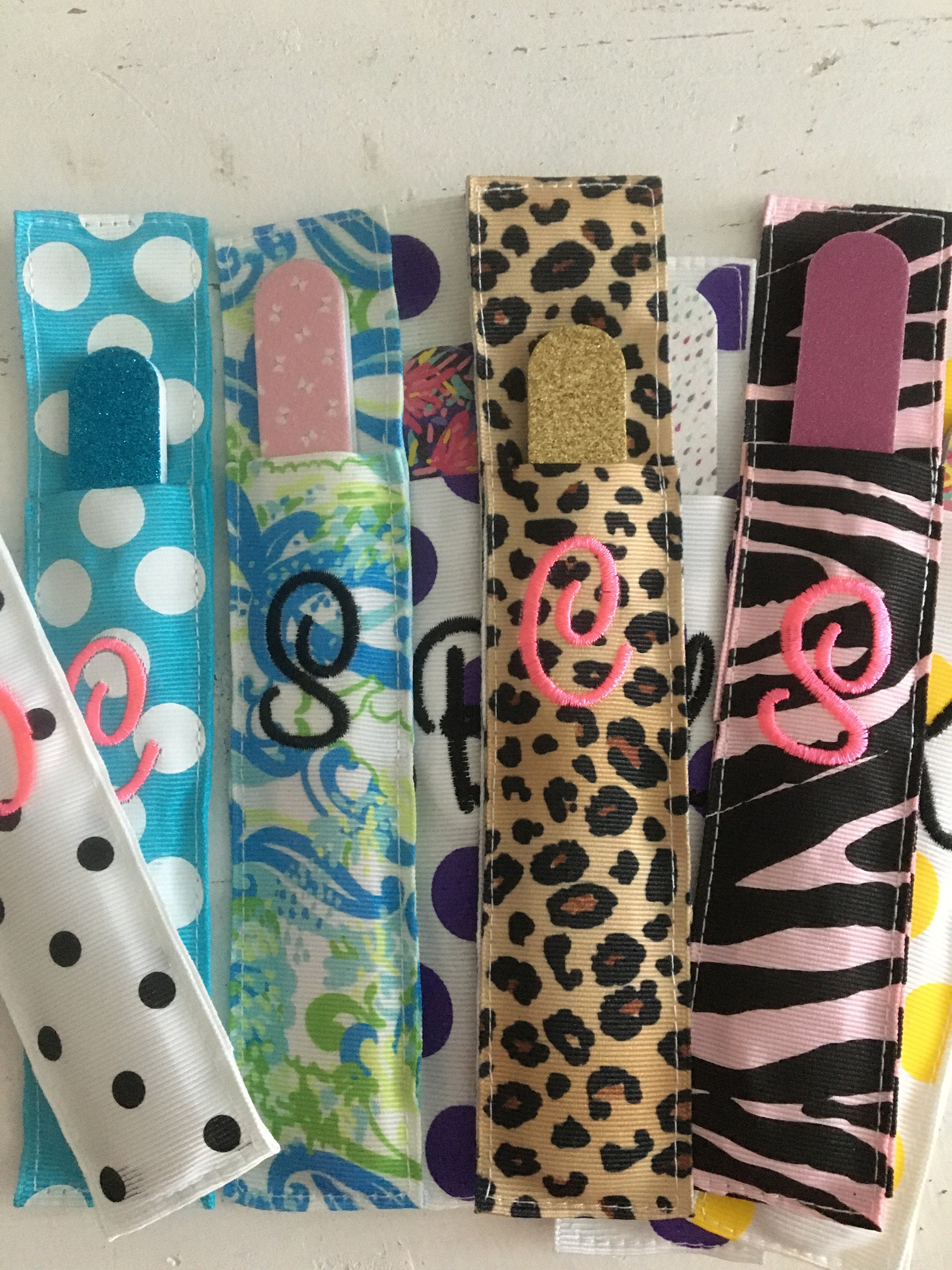 Personalized finger nail file holder Monogramed Grosgrain Etsy