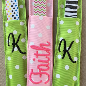 Monogrammed Nail File Holder: Grosgrain Ribbon Case, Stocking Stuffer