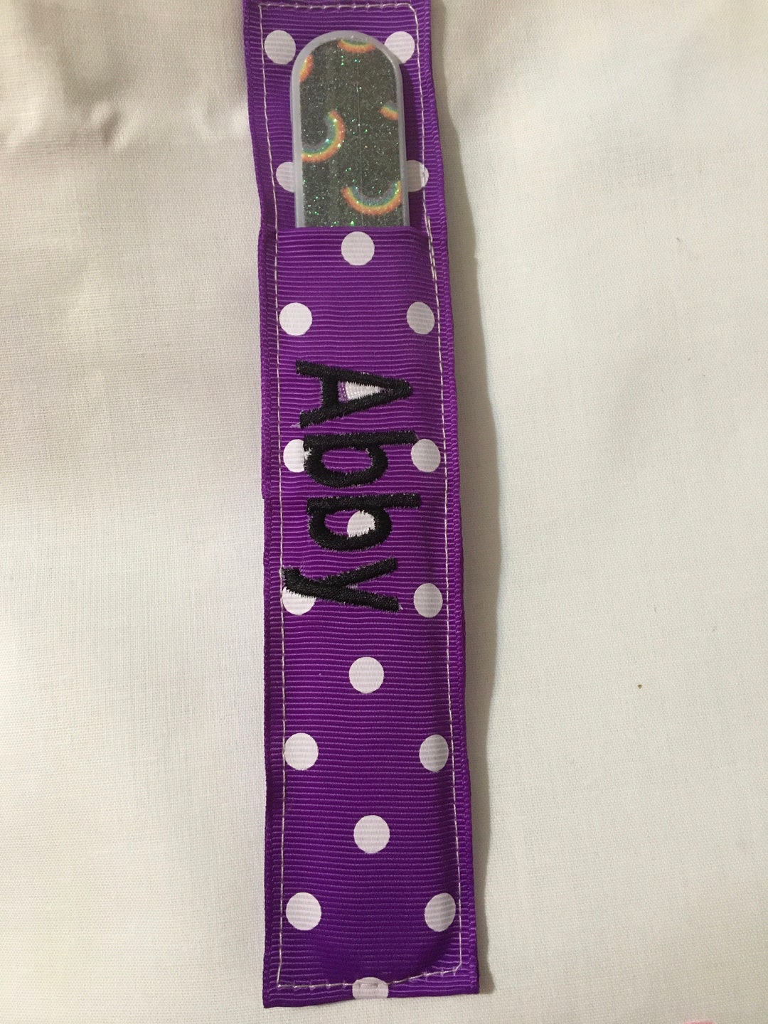 Personalized Finger Nail File Holder Monogramed Grosgrain Etsy
