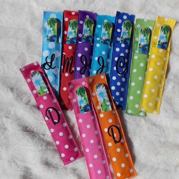 Nail file case nail file holder Monogramed  Grosgrain ribbon  fabric Initial choose your color File included.  stocking stuffer sority gift