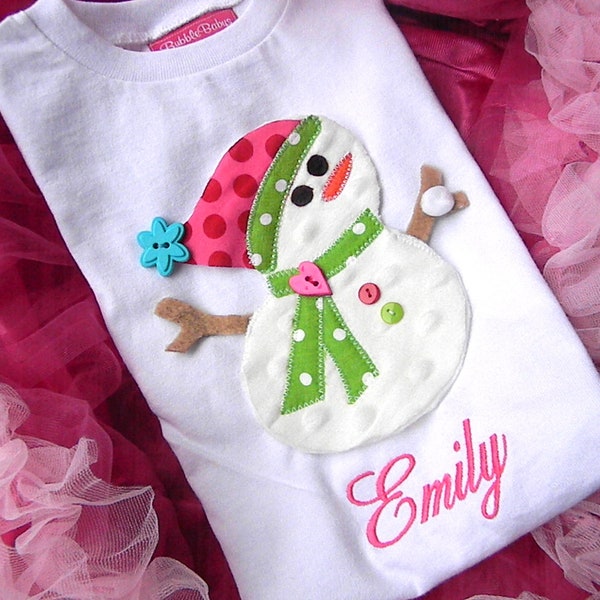 Mousse White Girl & Snowman Print Full Sleeve T-Shirt