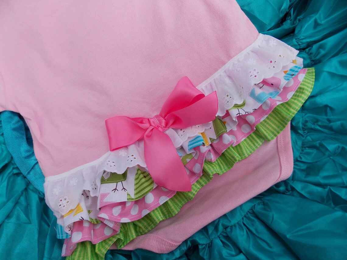 Our Own Little Ruffle One Piece Baby Outfit With Burp Cloth Etsy