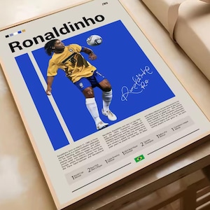 Ronaldinho Football Poster | Brazil Legend Print | Framed or Unframed | Multiple Sizes Available