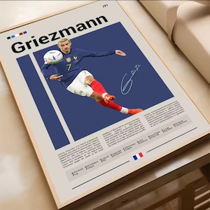 Antoine Griezmann Football Poster | France & Atlético Madrid Legend Print | Framed or Unframed | Multiple Sizes Available
