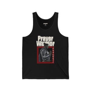 Prayer Warrior Tank, Inspirational Workout Shirt, Faith Activewear, Spiritual Fitness Top, Unisex Jersey Tee