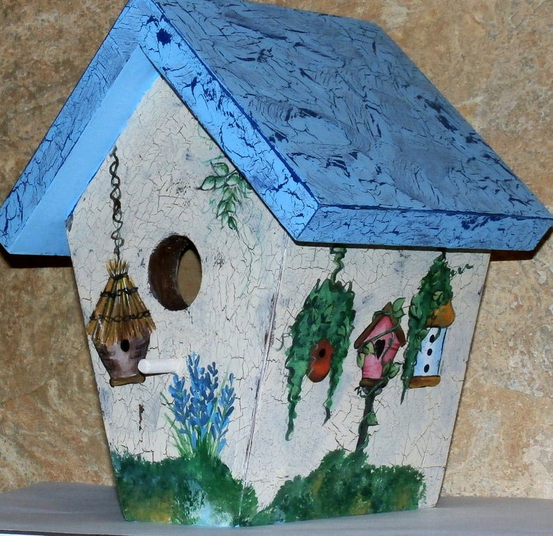 Hand Crafted Birdhouse, Decorative Crackle, Great Gift for Mother, Father, Christmas, Birthday Made In The USA Ready To Ship image 5