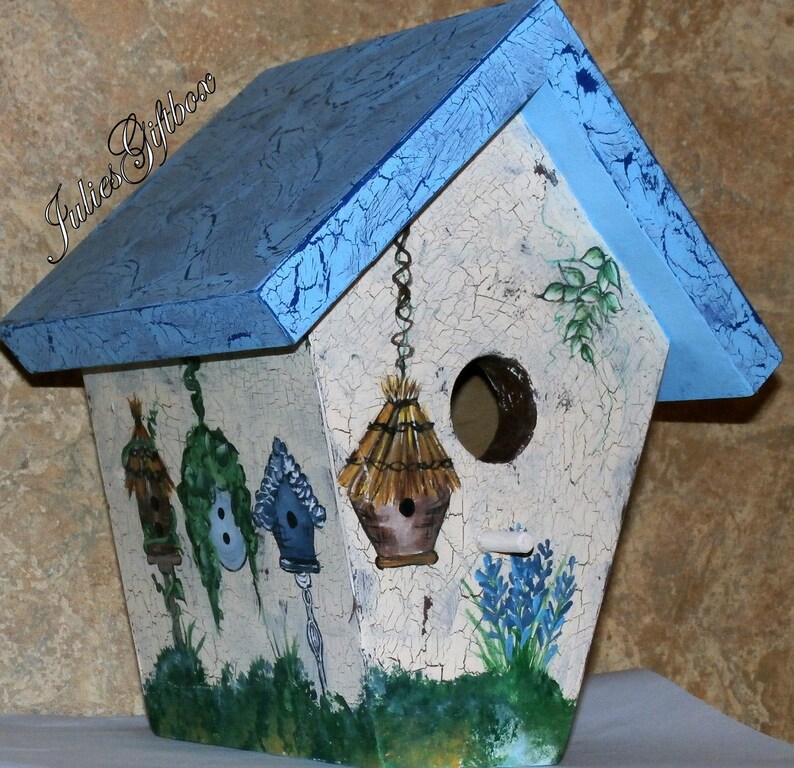 Hand Crafted Birdhouse, Decorative Crackle, Great Gift for Mother, Father, Christmas, Birthday Made In The USA Ready To Ship image 4