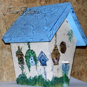 Hand Crafted Birdhouse, Decorative Crackle, Great Gift for Mother, Father, Christmas, Birthday Made In The USA Ready To Ship image 1