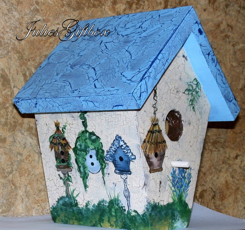 Hand Crafted Birdhouse, Decorative Crackle, Great Gift for Mother, Father, Christmas, Birthday Made In The USA Ready To Ship image 1