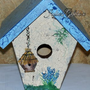 Hand Crafted Birdhouse, Decorative Crackle, Great Gift for Mother, Father, Christmas, Birthday Made In The USA Ready To Ship image 2