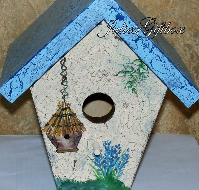 Hand Crafted Birdhouse, Decorative Crackle, Great Gift for Mother, Father, Christmas, Birthday Made In The USA Ready To Ship image 2