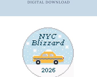 Taxi Blizzard de Nueva York - Gráfico digital de Needlepoint