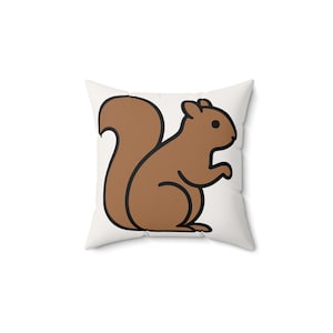Cute Squirrel Square Pillow, Woodland Decor, Cozy Home Accent, Animal Lover Gift, Nature-Inspired Pillow, Cushion for Kids&#39; Rooms