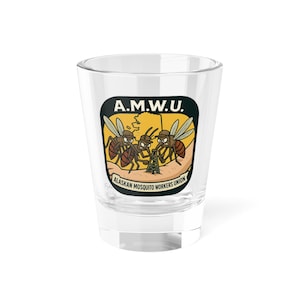 A.M.W.U. Rigging It Alaska Shot Glass, Cute Alaskan Souvenir, Novelty Drinkware, Unique Barware Gift, Small Glassware Decor