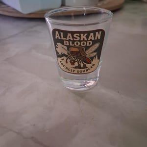 Alaskan Blood Shot Glass - Unique 1.5oz Glass for Parties, Gifts, Collectibles, Home Bar, Festive Celebrations