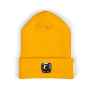 A.M.W.U. Job Motto Beanie, Winter Hat, Knit Cap, Warm Headwear, Cozy Hat for Men and Women