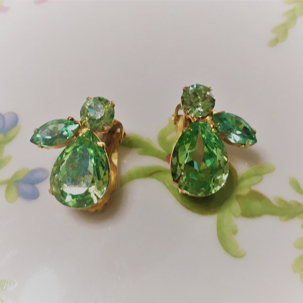 Vintage Weissco Sparkling Spring Green Peridot Earrings