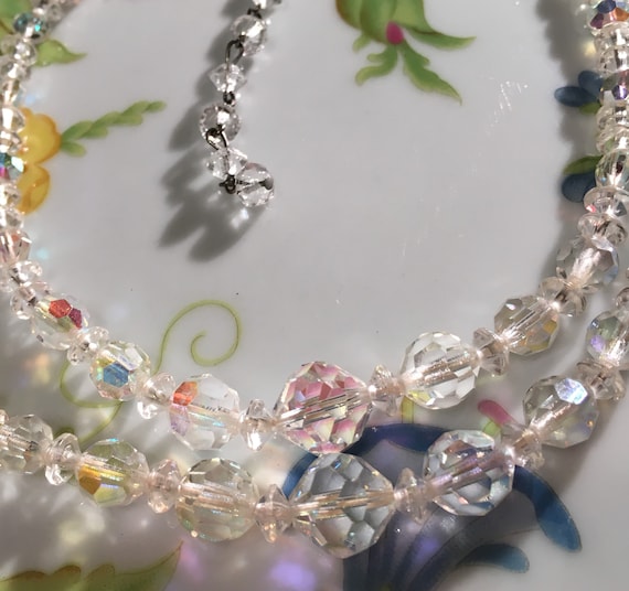 Vintage Faceted Crystal Aurora Borealis Glass Bea… - image 3