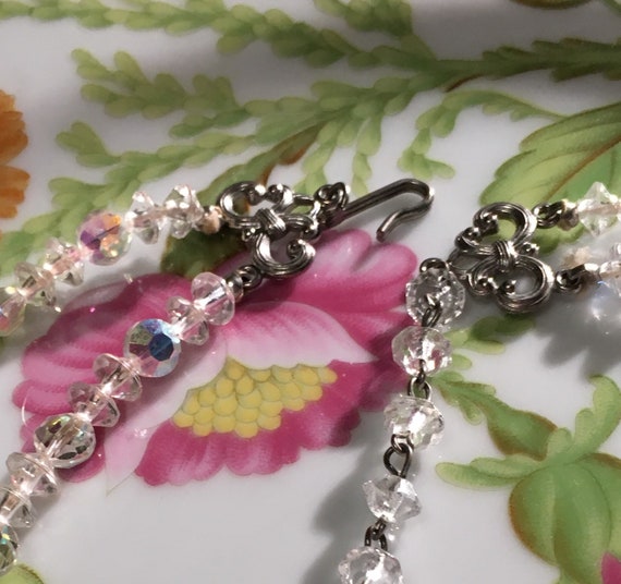 Vintage Faceted Crystal Aurora Borealis Glass Bea… - image 4