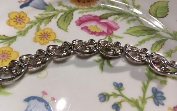 Vintage Crown Trifari Clear Rhinestones Bracelet - image 3