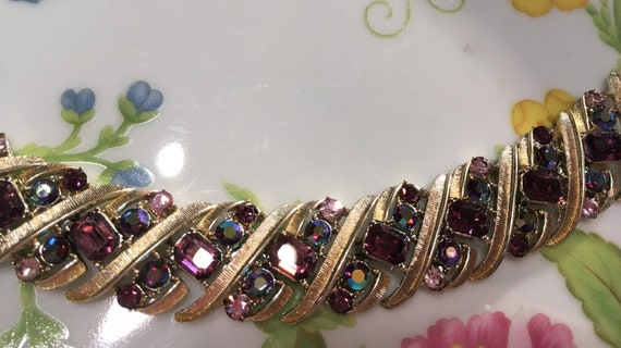 Vintage Coro Pegasus Purple Rhinestone Bracelet